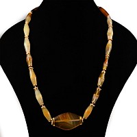 Bactrian Agate and Gold Bead Necklace
