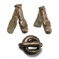 Germanic Silver Buckle and Snake-Headed Strap Ends