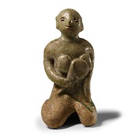 Thai Green Glazed Mother and Child Figurine