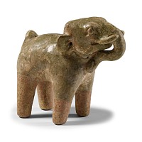 Thai Green-Glazed Elephant Figurine