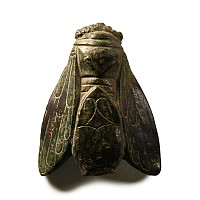 Greek Bronze Snake Biting a Cicada Mount Fragment