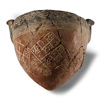 Red Polished Black Top Ware 'Tulip' Bowl with Animals