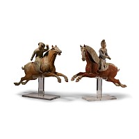 Chinese Tang Terracotta Polo Player Pair