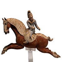 Chinese Tang Terracotta Polo Player Pair