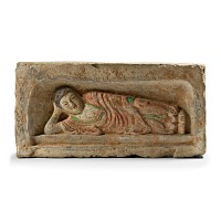 Large Chinese Wei Terracotta Brick with Lying Buddha