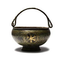 Byzantine Gilt Bronze Bowl with Religious Scenes