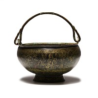 Byzantine Gilt Bronze Bowl with Religious Scenes