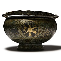 Byzantine Gilt Bronze Bowl with Religious Scenes