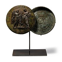 Greek Bronze Mirror with Eros and Aphrodite