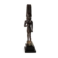 Egyptian Bronze Striding Figure of Montu the Falcon God of War