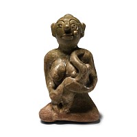 Thai Glazed Terracotta Mother and Child Figure