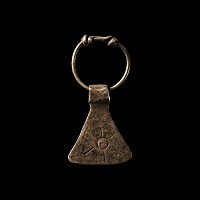 Viking Age Silver Broad Axe Pendant with Radiant Sun