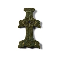 Late Anglo-Saxon Enamelled Bronze Mount with Dragon Heads