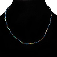 Egyptian Bright Blue and Turquoise Faience Bead Necklace