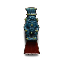 Egyptian Glass Bes Amulet in Gold Pin