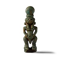 Egyptian Janiform Pataikos and Ra-Horakhty Faience Amulet