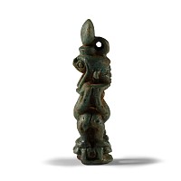 Egyptian Janiform Pataikos and Ra-Horakhty Faience Amulet