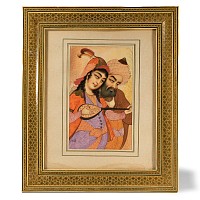 Persian Framed Painting of Lovers