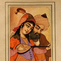 Persian Framed Painting of Lovers