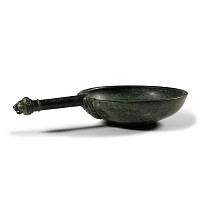 Roman Bronze Patera with Lion Head Handle