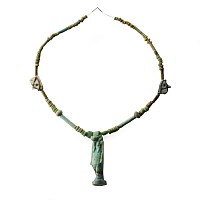 Egyptian Faience Bead Necklace String with Taweret Amulet