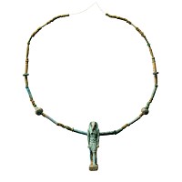 Egyptian Faience Bead Necklace String with Thoth Amulet