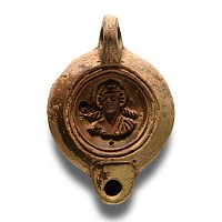 Roman Terracotta Oil Lamp with Frontal Bust