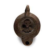 Roman Terracotta Oil Lamp with Facing Bust