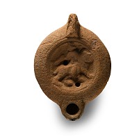 Roman Terracotta Oil Lamp with Cybele Riding a Lion