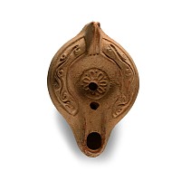 Roman Terracotta Oil Lamp with Floral Motif