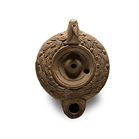 Roman Terracotta Oil Lamp with Wreath