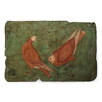 Indian Water Colour Painting of Courting Andaman Doves