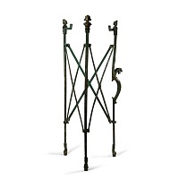 Roman Bronze Folding Tripod Table with Busts of Bacchus and Panther