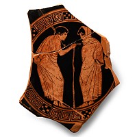Greek Red-Figure Fragment with Draped Figures