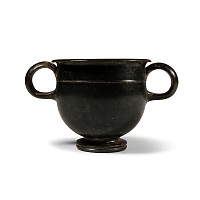 Greek Double-Handled Blackware Wine Cup