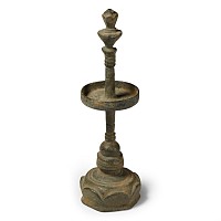 South East Asian Bronze Tiered Oil Lamp with Finial