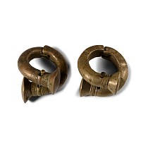 Large African Slave Trade Manilla Currency Bracelet Pair