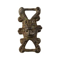 Anglo-Scandinavian Viking Bronze Strap Junction with Mask