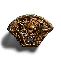 Anglo-Saxon Gilt Bronze Horse Harness Pelta Mount