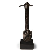 Roman Bronze Tankard Handle with Drunken Putto on Donkey