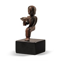 Phoenician Bronze Seated Figure Holding an Offering Cup