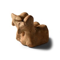 Greek Terracotta Twin Bull Statuette