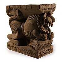 Tamil Carved Architectural Wooden Yali Lion