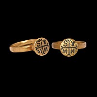 Byzantine Style Gold Ring with Niello Cruciform Monogram