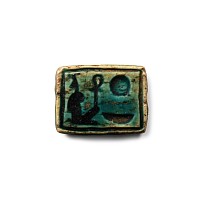 Egyptian Faience Block Bead for Amenhotep III and Queen Tiye