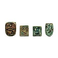 Egyptian 'Maspero' Faience Bead Group with Hieroglyphs