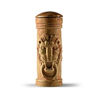 Roman Bone Pyxis with Lion Heads