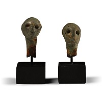 Iron Age Bronze Chariot Lynch Pin Finial Pair