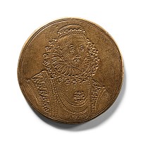 Scandinavian Brass Medallic Roundel of a Noble Lady
