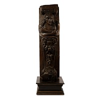 Large Oak Architectural Feature Section with Figure of Charles I